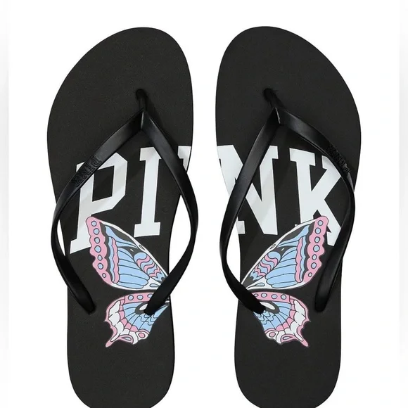 Victorias Secret PINK Limited Edition Butterfly Flip Flops - Picture 1 of 2